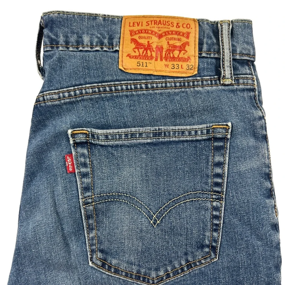 Levis 511 Slim Fit Jeans Mens 33x32 Medium Wash Blue Denim Pants